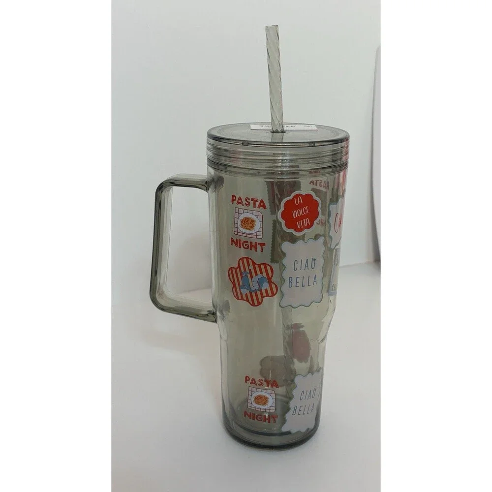 Just Feed Me Jessie James Decker 30 oz Tumbler with Handle Straw Stamps Design